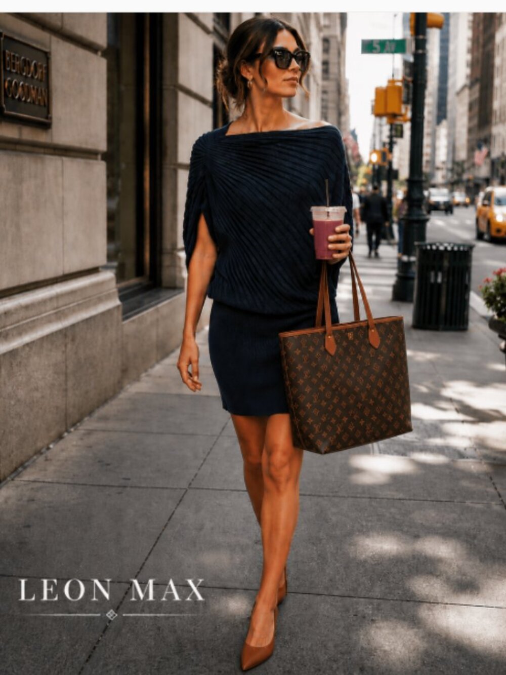 new LEON MAX Cotton / Rayon!! knitted Mini Blouson Dress #Z283